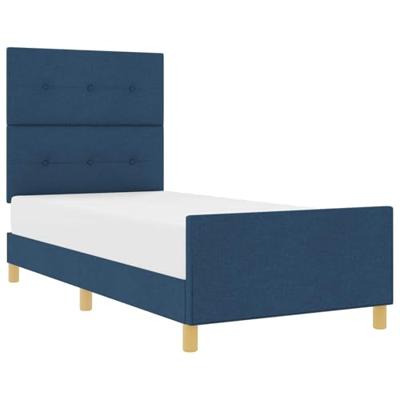 Bedframe met hoofdeinde Blauw 90 x 190 cm Stof