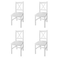 Eetkamerstoelen 4 st grenenhout wit - thumbnail