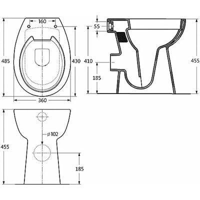 Toilet verhoogd 7 cm soft-close randloos keramiek wit