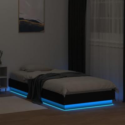 Bedframe met LED-verlichting zwart 100x200 cm