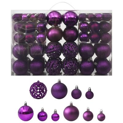 VidaXL 100-delige kerstballenset paars