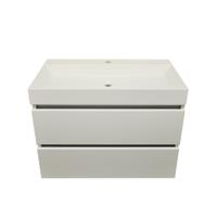 Badmeubel Xellanz Zaro met Kunstmarmer Wastafel 1 Kraangat 80 cm Glans Wit Xellanz - thumbnail