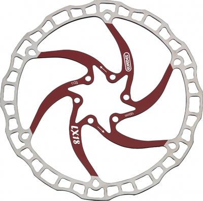 Elvedes one piece rotor 180mm 112g 6 gaats+bout rood 2015199