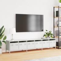 Tv-meubel 202x39x43,5 cm koudgewalst staal wit - thumbnail