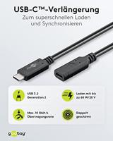 Goobay USB-C male - USB-C female verlengkabel | 1m zwart - 9550230 - thumbnail