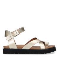 Manfield leren sandalen goud - thumbnail