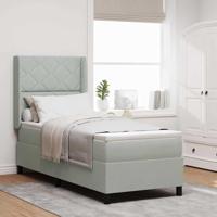 LED Boxspring Bed met Matras Lichtgrijs 80 x 200 cm Fluweel - thumbnail