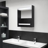 Badkamerkast met spiegel en LED 50x14x60 cm glanzend zwart - thumbnail