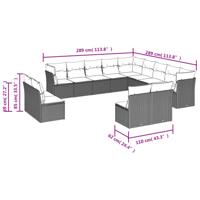 13-delige Loungeset met kussens poly rattan beige - thumbnail