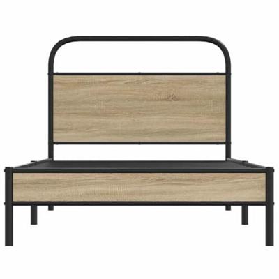 Bedframe zonder matras bewerkt hout gerookt eiken 100x200 cm