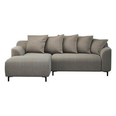 Bank Elsa met chaise longue links - stof Eden - taupe - Leen Bakker