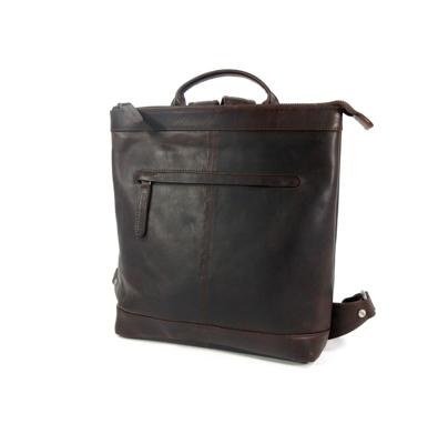 Dames rugzak schoudertas KOLKATA waxed pull up Bruin