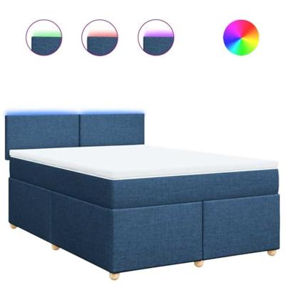 Boxspring met matras stof blauw 140x190 cm