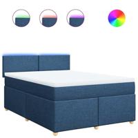 Boxspring met matras stof blauw 140x190 cm - thumbnail