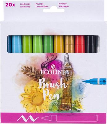 Bruynzeel Ecoline brush pen set landschappen, 20 kleuren