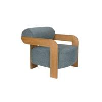 Zuiver Fauteuil 'Oolong' Bouclé en eikenhout, kleur Ocean Blue - thumbnail