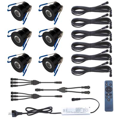 LED Veranda Spot Complete Set - Velvalux - 6 Stuks - 3W - Warm Wit 3000K - Dimbaar - Waterdicht IP65 - Inbouw - Rond - Mat Zwart - Aluminium - 12V LED Veranda Spot Complete Set - Velvalux - 6 Stuks - 3W - Warm Wit 3000K - Dimbaar - Waterdicht IP65 - Inbouw - Rond - Mat Zwart - Aluminium - 12V