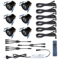 LED Veranda Spot Complete Set - Velvalux - 6 Stuks - 3W - Warm Wit 3000K - Dimbaar - Waterdicht IP65 - Inbouw - Rond - Mat Zwart - Aluminium - 12V - thumbnail