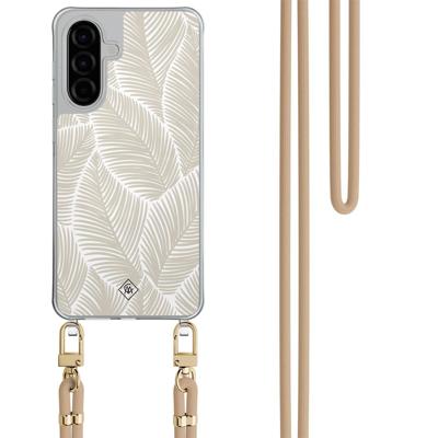 Samsung Galaxy A36 hoesje met beige koord - Palm leaves beige Samsung Galaxy A36 hoesje met beige koord - Palm leaves beige
