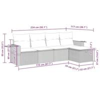 5-delige Loungeset met kussens poly rattan bruin - thumbnail