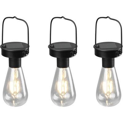 LED Hanglamp Zonne-energie Set van 3 - Mat Zwart - IP44 Waterbestendig