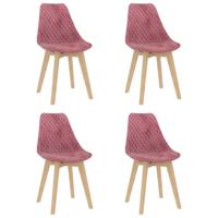 vidaXL Eetkamerstoelen 4 st fluweel roze - thumbnail