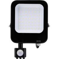 LED Bouwlamp met Bewegingssensor - 30W Koud Wit 6500K - IP65 - Mat Zwart - thumbnail