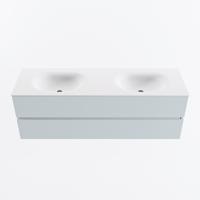 MONDIAZ VICA 150cm badmeubel onderkast Clay 2 lades. Wastafel MOON dubbel zonder kraangat, kleur Talc. - thumbnail