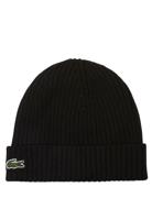 Lacoste Geribde Wol Muts Zwart - Maat One Size - Kleur: Zwart | Soccerfanshop - thumbnail