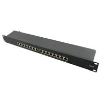 LogiLink Professional NP0076 volledig afgeschermd Cat 6A patch/verdelerpaneel met 16-poorten, PoE en PoE+, (1 hoogte-eenheid) zwart - thumbnail