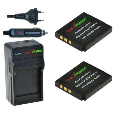 2 x NP-50 accu's voor Fujifilm - inclusief oplader en autolader - Origineel ChiliPower 2 x NP-50 accu's voor Fujifilm - inclusief oplader en autolader - Origineel ChiliPower