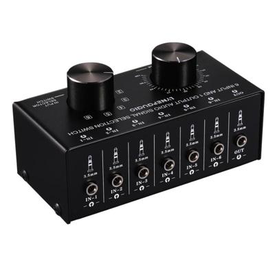 B017 6 ingang 1 uitgang audio signaal selectie Switcher uitgang volume aanpassing controle 3.5 mm interface