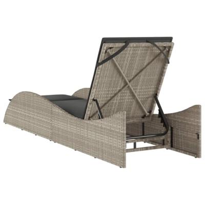 Ligbed met kussen 60x205x73 cm poly rattan lichtgrijs - thumbnail