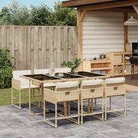 7-delige Tuinset met kussens poly rattan beige - thumbnail