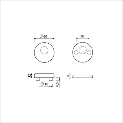 AMI Veiligheidsbeslag Rozet Rond Rc22,5 F1 Deurdikte 38/42 Mm - 816125