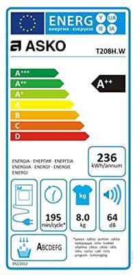 Asko T208H.W wasdroger Vrijstaand Voorbelading 8 kg A++ Wit