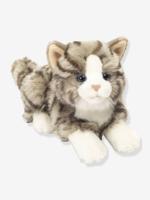 Pluchen kat liggend 20 cm TEDDY HERMANN grijs, gestreept - thumbnail