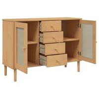 Dressoir SENJA rattan-look 112x40x80 cm grenenhout bruin - thumbnail