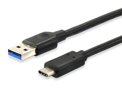 Equip 128343 0.25m USB C USB A Mannelijk Mannelijk Zwart USB-kabel