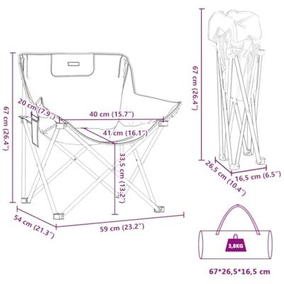Campingstoelen 2 st met vakje inklapbaar bladprint - thumbnail
