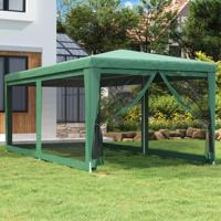 Partytent met 6 mesh zijwanden 3x6 m HDPE groen - thumbnail
