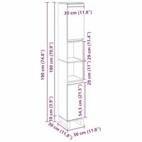 Badkamerkast 30x30x190 cm bewerkt hout zwart eikenkleurig - thumbnail