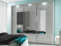 Kledingkast PANAMA 3 schuifdeuren 206 cm wit/hoogglans wit - thumbnail