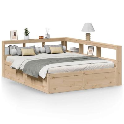 Bed met boekenkast zonder matras massief grenenhout 140x200 cm - thumbnail