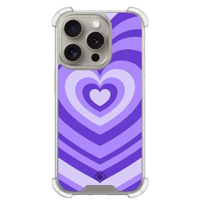 iPhone 15 Pro shockproof hoesje - Hart swirl paars