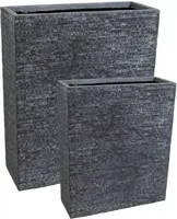 Mcollections Terrasafscheiding Plantenbak Utah - 60 × 22 × 72 cm - Clayfibre - Grafiet - thumbnail