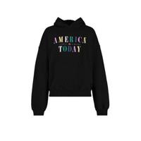 America Today Junior hoodie met logo zwart - thumbnail
