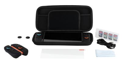 Gaming-accessoirepakket - KONIX - Nintendo Switch 2 - Hoesje - 4 duimsteunen - Gehard glazen schermbeschermer - Hoesje voor 9 games - Oordopjes