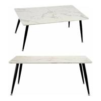 Hoofdtafel Wit Zwart Marmer Metaal Melamine Hout MDF 60 x 110 x 45 cm - thumbnail