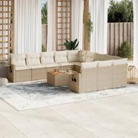 12-delige Loungeset met kussens poly rattan beige - thumbnail